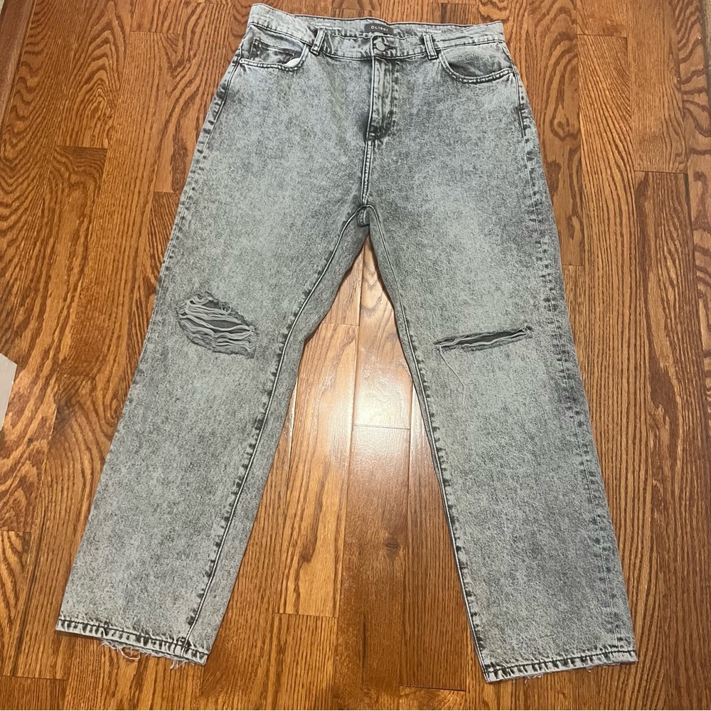 DL1961 Patti Straight, high rise vintage ankle length jeans, grey stone wash, 30